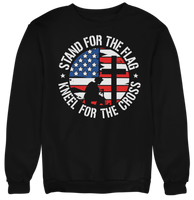 Patriotic Men,s Long Sleeve Sweatshirt Stand for the flag kneel for the cross
