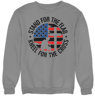 Patriotic Men,s Long Sleeve Sweatshirt Stand for the flag kneel for the cross