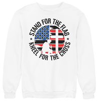 Patriotic Men,s Long Sleeve Sweatshirt Stand for the flag kneel for the cross