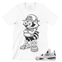 Jordan 4 Military Black Cash Addict Raccoon T-Shirt
