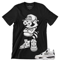Jordan 4 Military Black Cash Addict Raccoon T-Shirt