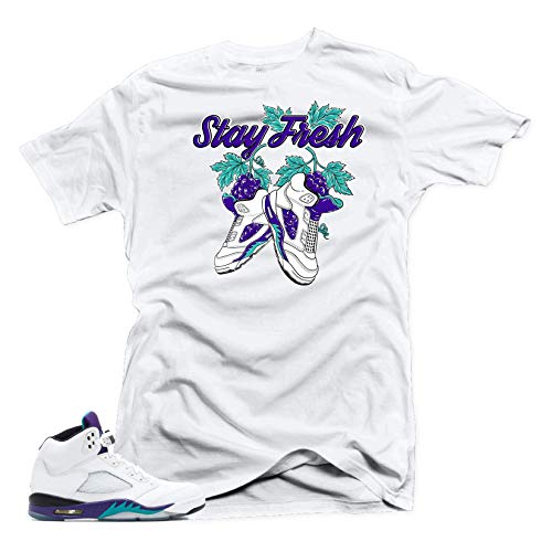 SNELOS Shirt to Match Jordan (Jordan 5 NRG Fresh Prince Grapes Stay Fresh Shirt (White), L)