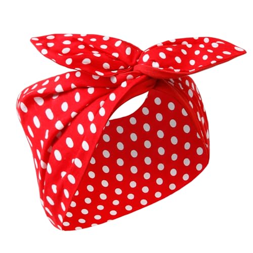 Huachi Red and White Polka Dot Headband for Women Retro 50s Bow Headband