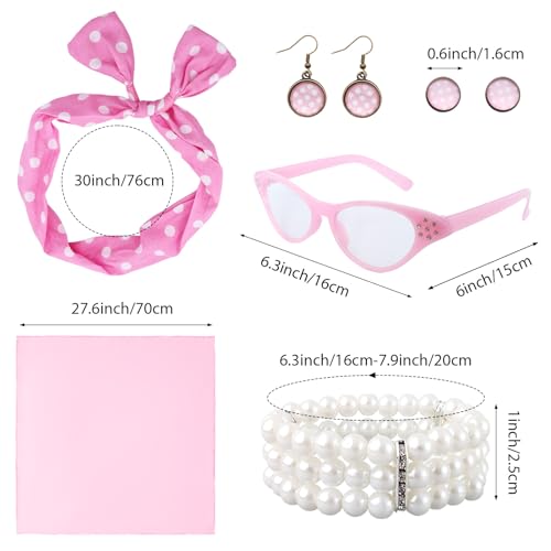 Bcxfbxd 7 Pcs 50's Women Costume Accessories Set for Girls