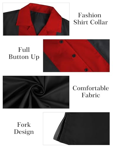 Lzzidou Women's Vintage Bowling Shirts 1950s Retro Outfits Sock Hop Costume