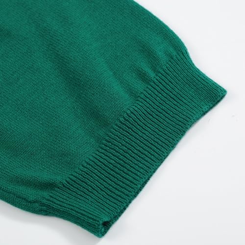 OXKNIT Women's Green Knitted T-Shirt, Retro Animal Pattern Crewneck Cotton Short Sleeve- Cropped Length
