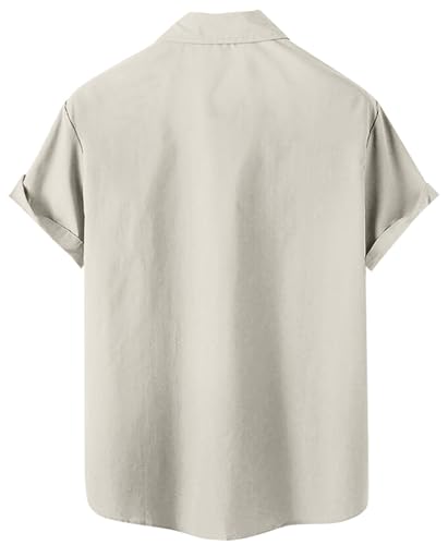 DADDYLOCO Desert Cactus Bowling Shirt, Cream with Olive Green Accents, Regular Fit, Short Sleeve