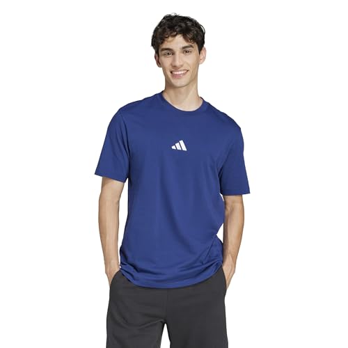 Adidas Men's Essentials Small Logo Sportswear T-Shirt, Dark Blue/White, Medium