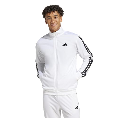 adidas Men's 3-Stripes Tricot Regular Sportswear Track Top, White, Medium