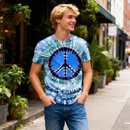 Mens Hippie Peace Sign T Shirt 60s 70s Vintage Short Sleeve Casual Tee