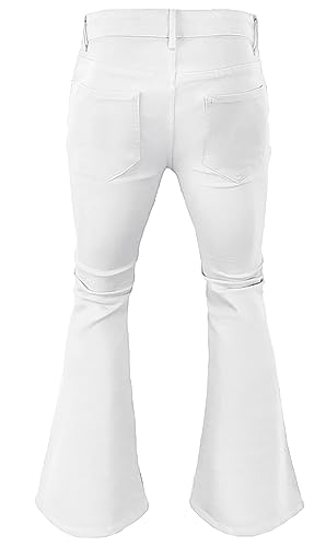 70s Disco Pants for Men,Mens Bell Bottom Jeans Pants,60s 70s Bell Bottoms Vintage Denim Pants Jeans for Men White