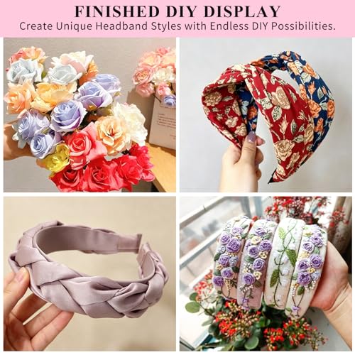 Wecoe Headbands for Women Girls, 10 Pcs 1 Inch Wide Satin Headbands No Slip Fashion Thin Solid Hair Bands for Daily Wear, Party, Cosplay, Diy Costume Hair Accessories, Diademas Para Mujer De Moda