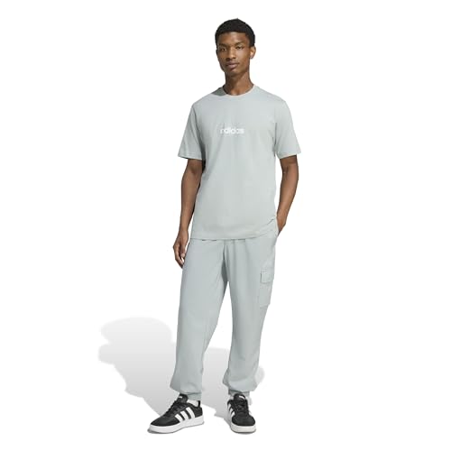 adidas Men's Essentials Linear Single Jersey T-Shirt, Wonder Sage/White, Large