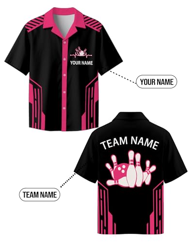 Custom Retro Button-Up Bowling Shirts for Men Women Personalized Team Name & Contrast Design Vintage Style for Bowling Teams