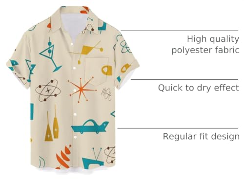 QIVICIMA Men's 50s Rockabilly Retro Bowling Shirt, A6-Retro, L