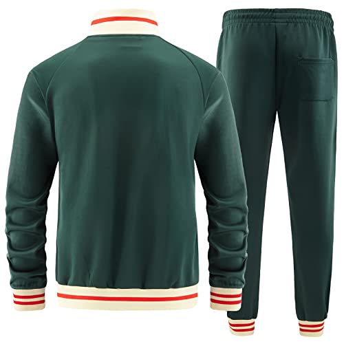 dioxoib Track Suits for Men Set 2 Piece Tracksuits Mens Sweatsuits Sets Jogging Two Piece Outfits Athletic Clothes Jogger Sweat Suits Running Sport leisure Clothing Green Ai-TZ002-XL