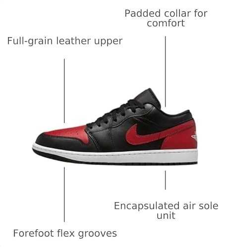 Air Jordan 1 Low Men's Shoes (553558-067, Black/Summit White/Varsity Red) Size 13