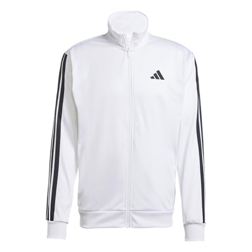 adidas Men's 3-Stripes Tricot Regular Sportswear Track Top, White, Medium