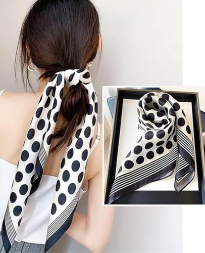 Women Lightweight Hair Bandanas -Silk Feeling Neck-Head-Hair Scarf Headband