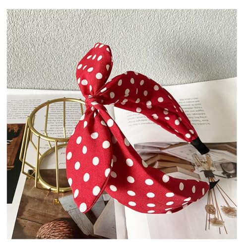 Deghew Red Polka Dot Bow Headbands Cute Bandana Hairband Halloween Costume 50s Hair accessories for women and girls