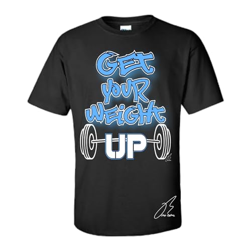 Shirt To Match Jordan Retro 1 UNC Toe,Get Your Weight Up Sneaker Graphic Tee,University Blue,Gift (M, Black)