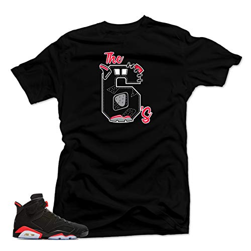 SNELOS Shirt to Match Jordan (Jordan Retro 6 Black Infrared The 6's Shirt (Black), L)
