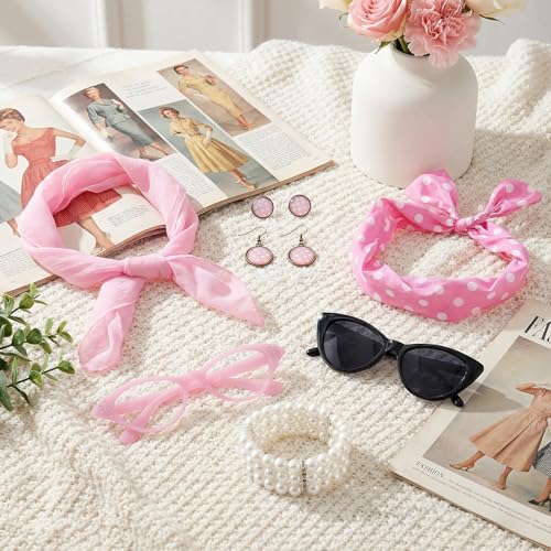 Bcxfbxd 7 Pcs 50's Women Costume Accessories Set for Girls