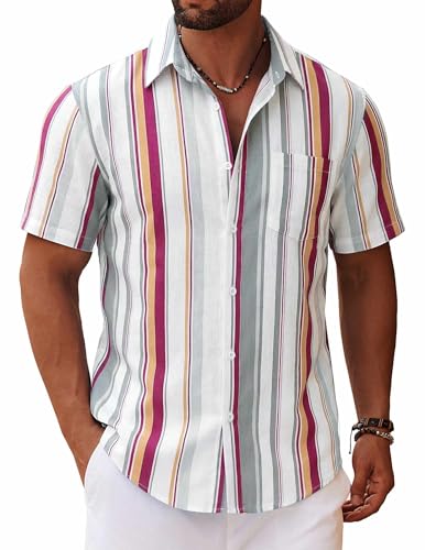 COOFANDY Men's Hawaiian Shirt Short Sleeve Floral Button Down Shirts Tropical Holiday Beach Shirts Untucked