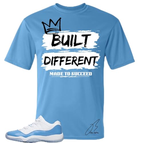 Shirt to Match 11 University Blue/UNC, Built Different Shoe Coordinating Graphic Tee, Best Gift, Mens Clothing, Unisex Tops (US, Alpha, Medium, Regular, Regular, Blue)