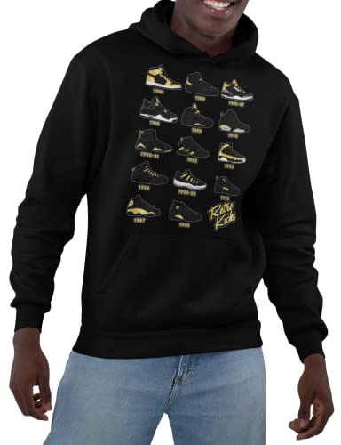 Retro Jordans Black/Gold Men's Hoodie Sweatshirt Pullover