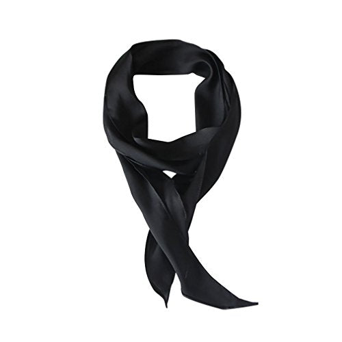 GERINLY Black Silk Scarf for Hair Satin Skinny Scarf Belt Ascot Cravat