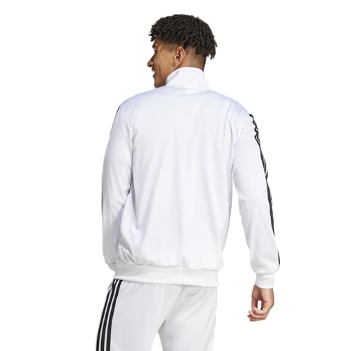 adidas Men's 3-Stripes Tricot Regular Sportswear Track Top, White, Medium
