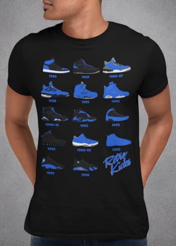 Shirt to Match Royal Black Jordan Retro 1 2 3 4 5 6 7 8 9 10 11 12 13 Sneakers, Men's Tee to Match Jordans