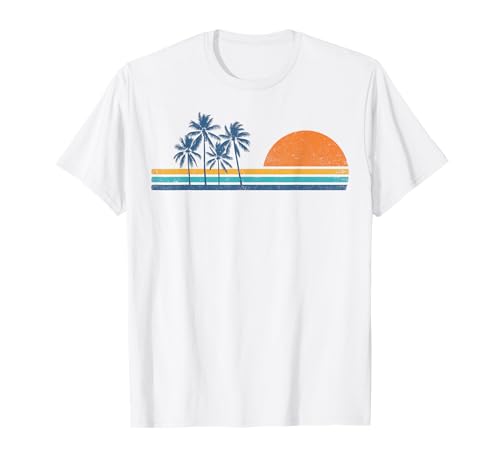 Retro 70s Sunset Palm Trees Vintage Tropical Beach Graphic T-Shirt