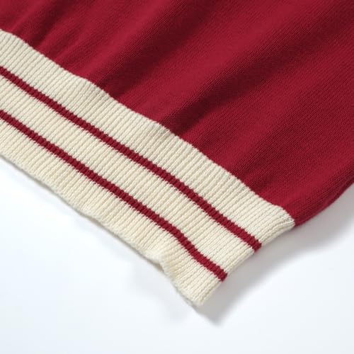 OXKNIT Men's Polo Shirts Quarter Zip Knit Shirts Summer Golf Polo T Shirts with White Neck
