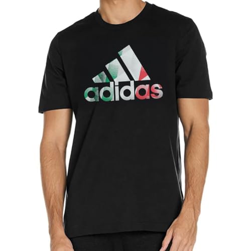 adidas Men's Essentials Single Jersey Big Logo T-Shirt, Black/Multicolor, Medium