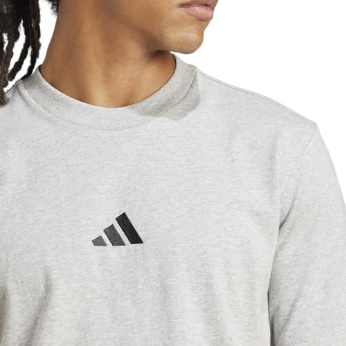 Adidas Men's Essentials Small Logo Sportswear T-Shirt, Medium Grey Heather/Black, Medium