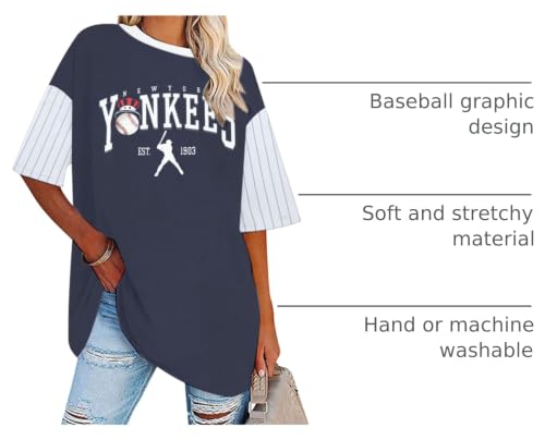 Game Day Shirt Baseball Shirts Women Oversized Baseball Team Graphic Tshirt Baseball Fan Shirt Casual Short Sleeve Tee Tops B-Blue