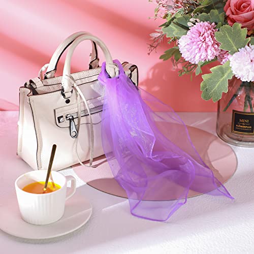 Haysandy 12 Pcs 50s Retro Chiffon Sheer Square Neck Head Scarf for Women Handkerchief Lightweight Satin Ribbon Hemmed Sheer Neck Scarf Juggling Dance, 27.5 x 27.5 Inches (Retro Color)