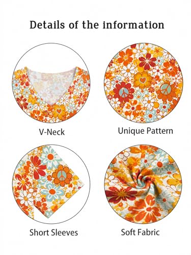 QIXYN Women Hippie Shirt 60s 70s Peace Love Tie Dye Tshirt Hippie Style Top