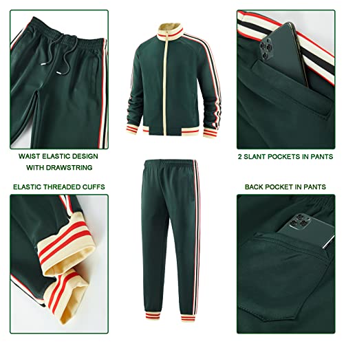 dioxoib Track Suits for Men Set 2 Piece Tracksuits Mens Sweatsuits Sets Jogging Two Piece Outfits Athletic Clothes Jogger Sweat Suits Running Sport leisure Clothing Green Ai-TZ002-XL