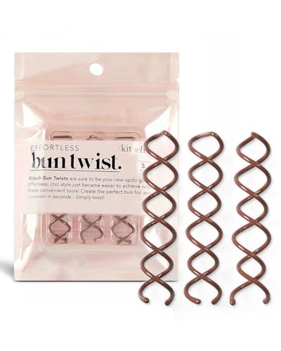 Kitsch Spiral Bobby Pins - Hair Accessories For Women - Brown, 3pcs