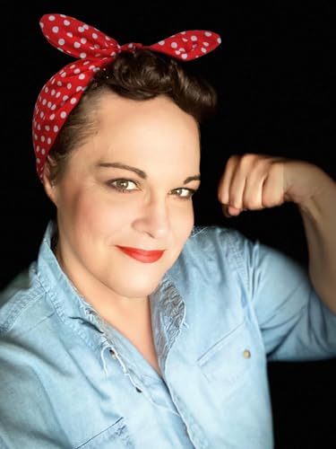Huachi Red and White Polka Dot Headband for Women Retro 50s Bow Headband