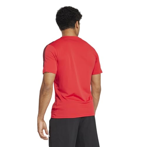 Adidas Men's Train Essentials 3-Stripes Training T-Shirt, Pure Ruby/Black, Large