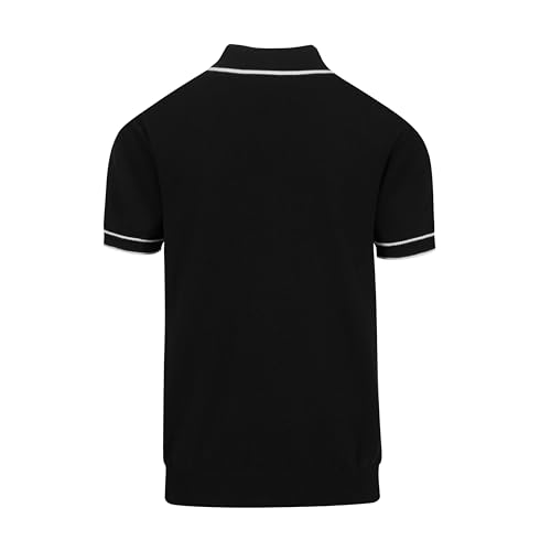 OXKNIT Mens Polo Shirts Short Sleeve Casual Knit Polo Shirt Vintage Golf T Shirts Tops with Black Stripe