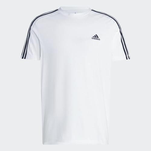 adidas Men's Essentials 3-stripes Tee, White/Black, Medium