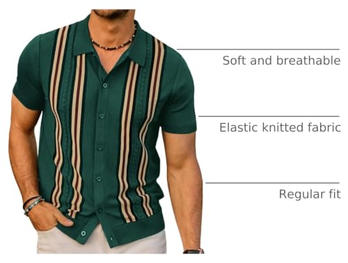 PJ PAUL JONES Mens Vintage Button Down Knitted Polo Shirt Dark Green M