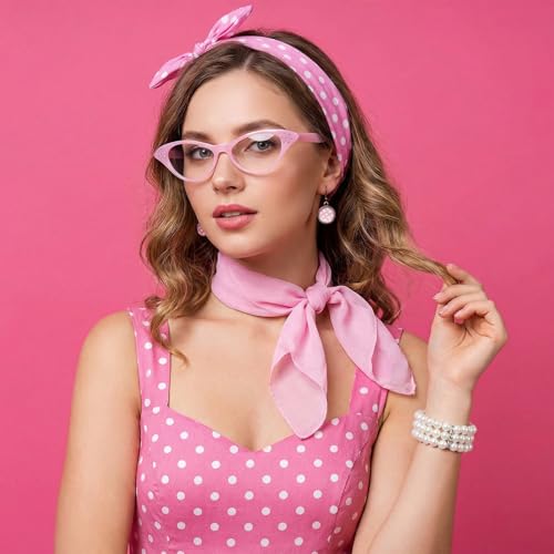 Bcxfbxd 7 Pcs 50's Women Costume Accessories Set for Girls