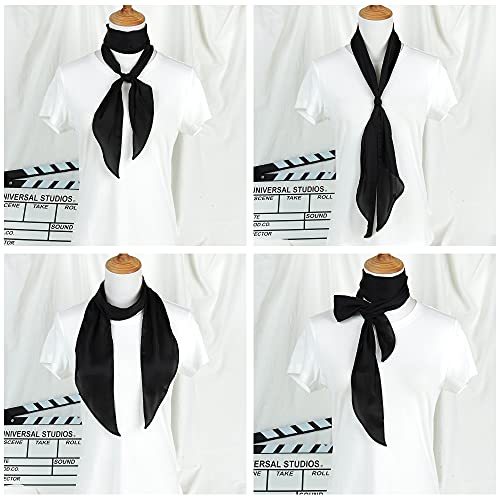 GERINLY Black Silk Scarf for Hair Satin Skinny Scarf Belt Ascot Cravat