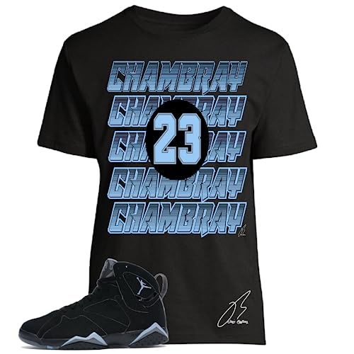Shirt To Match Jordan Retro 7 Chambray UNC,23 Unisex Graphic Tee,Shoe Coordinating,Best Gift (XL, Black)